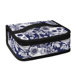 White Blue Skull Floral Pattern Print Small Lunch Bag