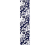 White Blue Skull Floral Pattern Print Table Runner