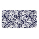 White Blue Skull Floral Pattern Print Towel