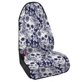 White Blue Skull Floral Pattern Print Waterproof Car Seat Cover