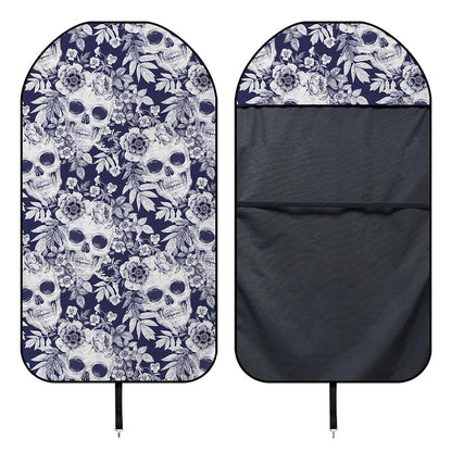 White Blue Skull Floral Pattern Print Waterproof Car Seat Cover