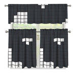 White Brick Puzzle Video Game Print 3 Piece Kitchen Curtains