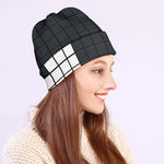 White Brick Puzzle Video Game Print Beanie
