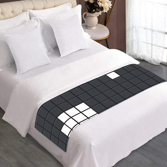White Brick Puzzle Video Game Print Bed Runner