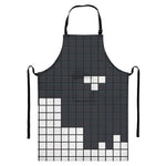White Brick Puzzle Video Game Print Bib Apron With Pocket