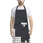 White Brick Puzzle Video Game Print Bib Apron With Pocket