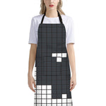 White Brick Puzzle Video Game Print Bib Apron With Pocket