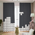 White Brick Puzzle Video Game Print Dimout Pencil Pleat Curtains