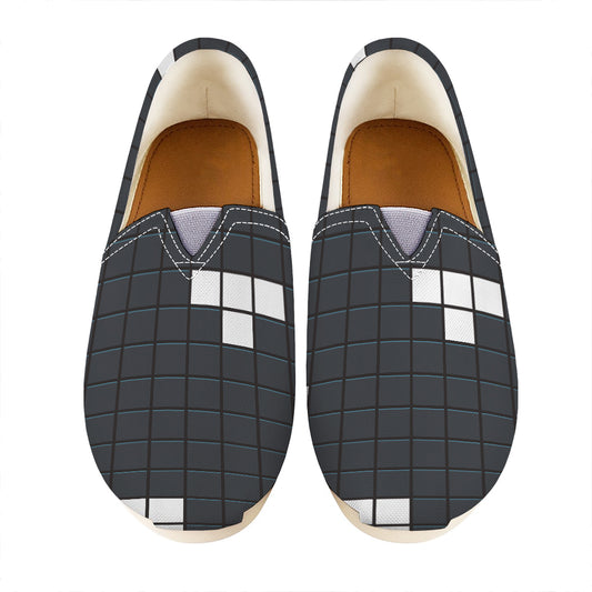White Brick Puzzle Video Game Print Casual Shoes