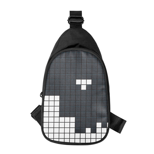 White Brick Puzzle Video Game Print Chest Bag
