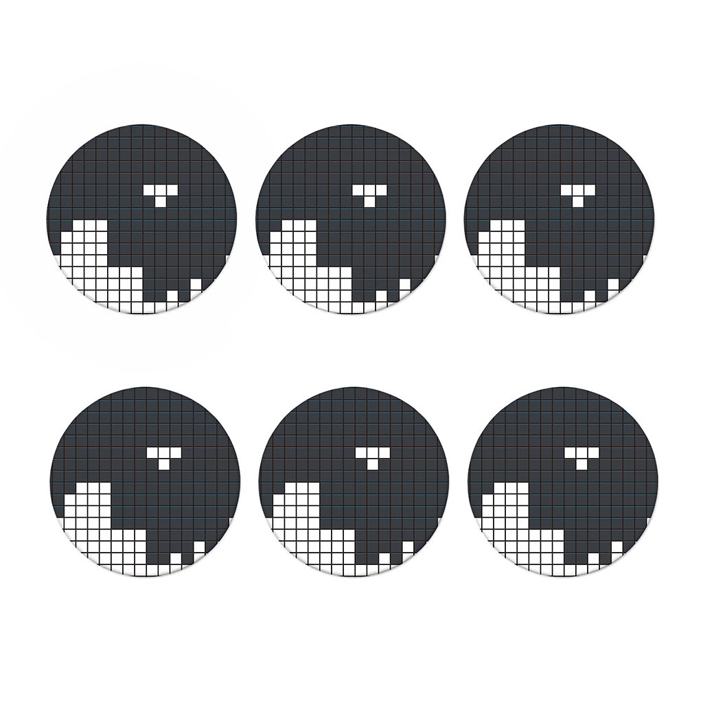 White Brick Puzzle Video Game Print Coaster Set