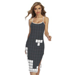 White Brick Puzzle Video Game Print Cross Back Cami Dress
