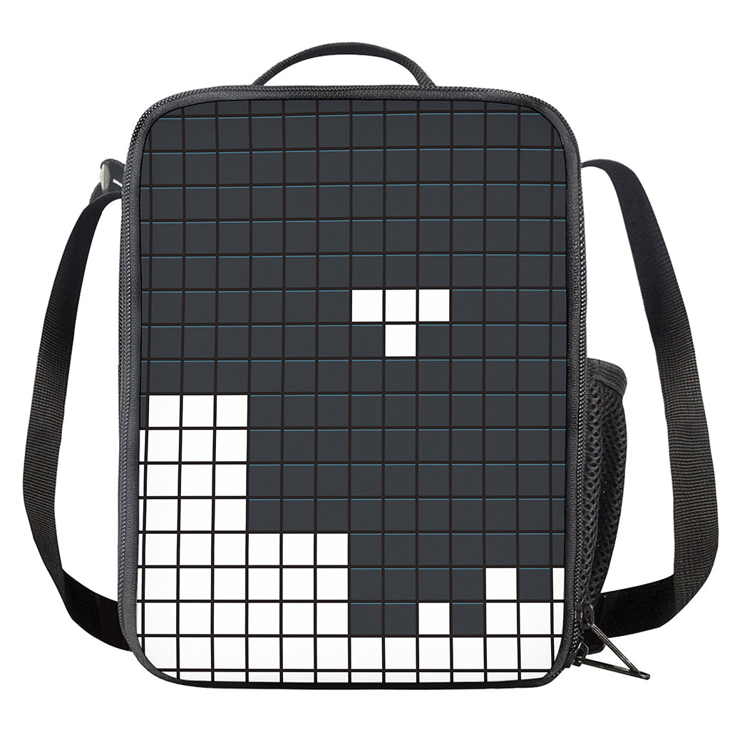 White Brick Puzzle Video Game Print Crossbody Lunch Bag