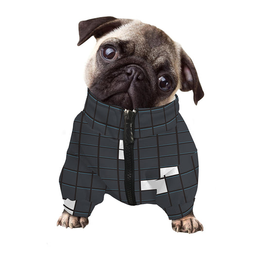 White Brick Puzzle Video Game Print Dog Zip Up Jacket