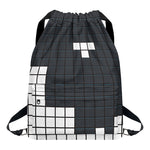 White Brick Puzzle Video Game Print Drawstring Backpack