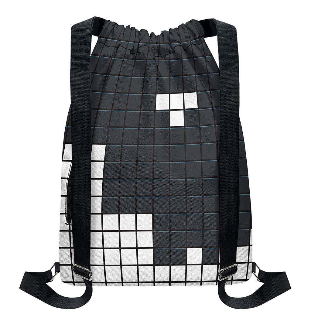 White Brick Puzzle Video Game Print Drawstring Backpack