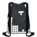 White Brick Puzzle Video Game Print Drawstring Backpack