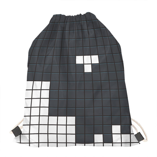 White Brick Puzzle Video Game Print Drawstring Bag
