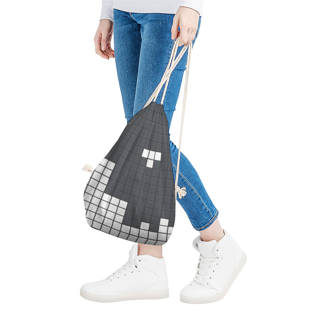 White Brick Puzzle Video Game Print Drawstring Bag