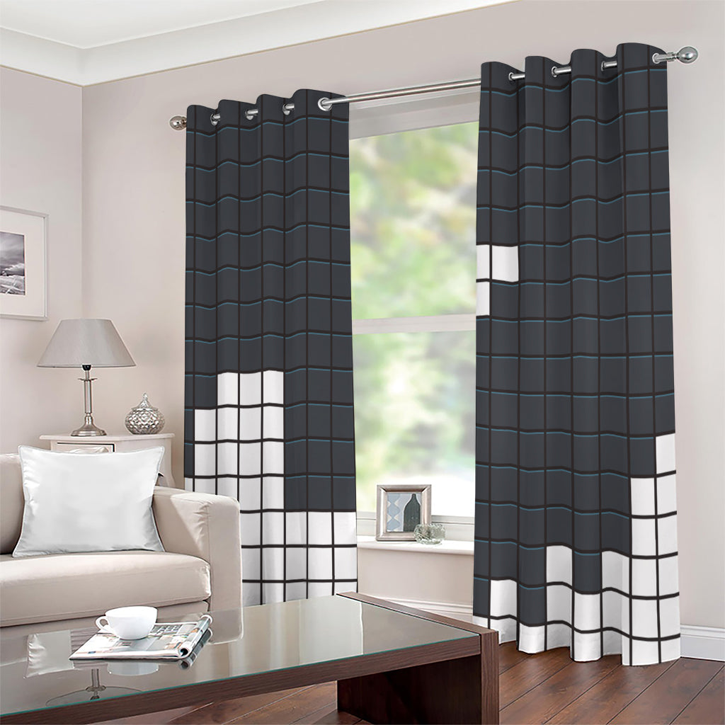 White Brick Puzzle Video Game Print Extra Wide Grommet Curtains
