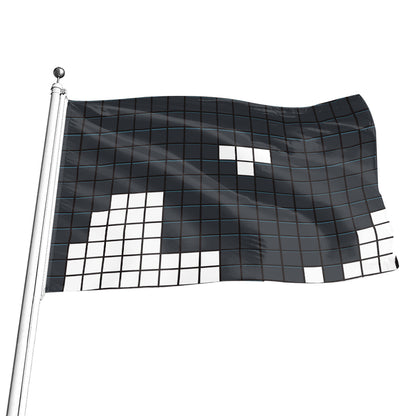 White Brick Puzzle Video Game Print Flag
