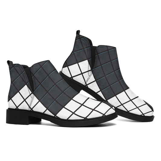 White Brick Puzzle Video Game Print Flat Ankle Boots