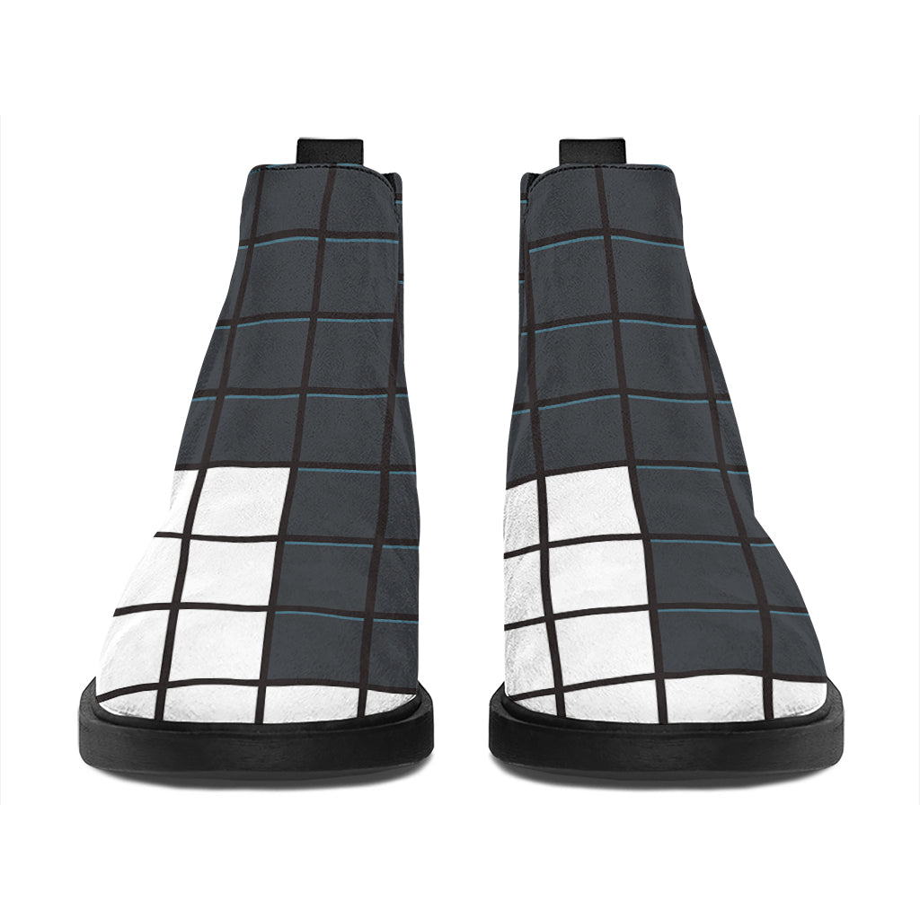 White Brick Puzzle Video Game Print Flat Ankle Boots
