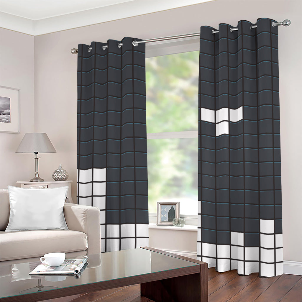 White Brick Puzzle Video Game Print Grommet Curtains