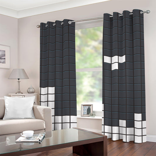 White Brick Puzzle Video Game Print Grommet Curtains