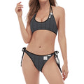 White Brick Puzzle Video Game Print Halter Scoop Tie Side Bikini