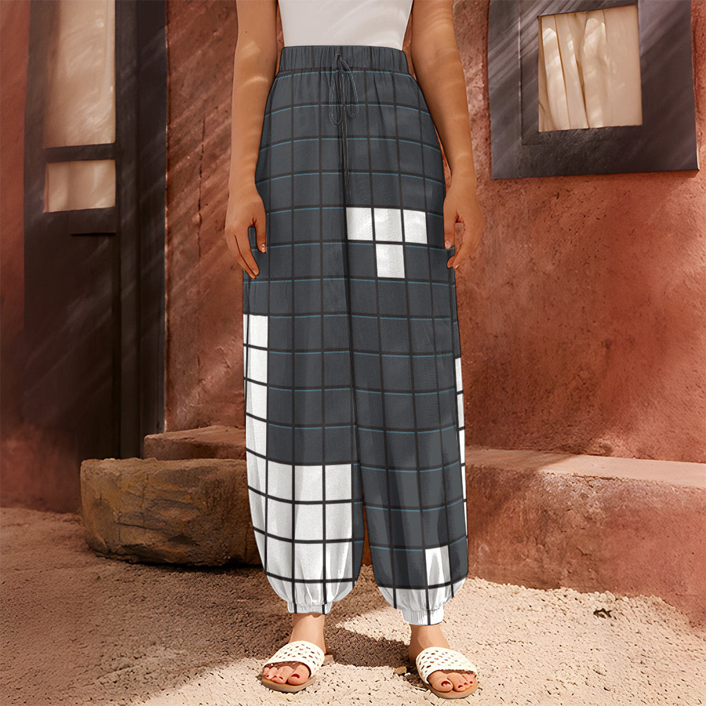 White Brick Puzzle Video Game Print Harem Pants