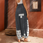 White Brick Puzzle Video Game Print Harem Pants