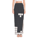White Brick Puzzle Video Game Print High Slit Maxi Skirt