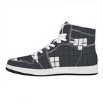 White Brick Puzzle Video Game Print High Top Leather Sneakers