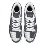 White Brick Puzzle Video Game Print High Top Leather Sneakers