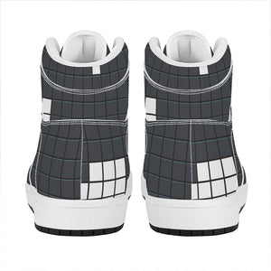 White Brick Puzzle Video Game Print High Top Leather Sneakers