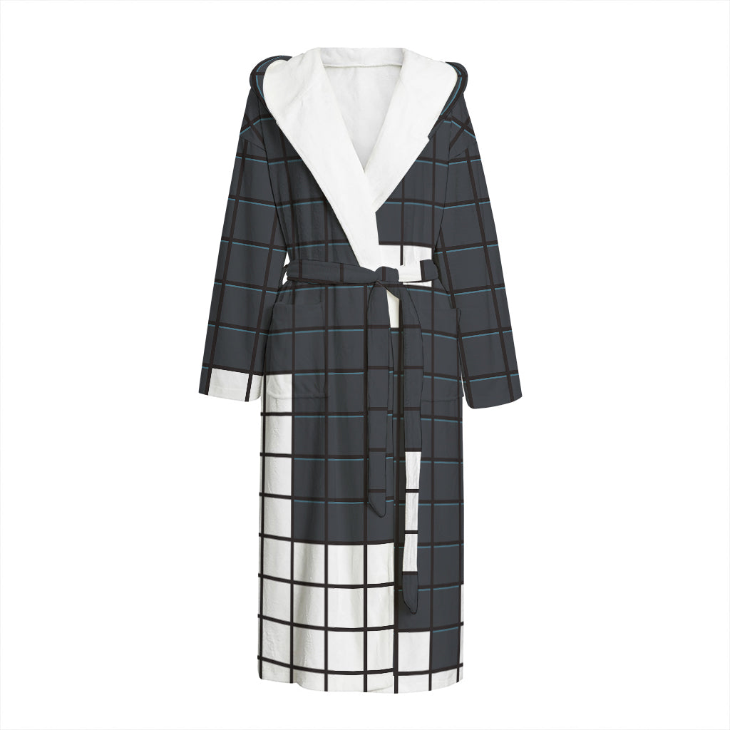 White Brick Puzzle Video Game Print Hooded Bathrobe