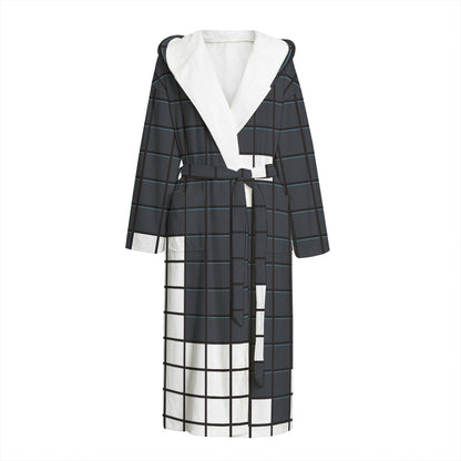 White Brick Puzzle Video Game Print Hooded Bathrobe