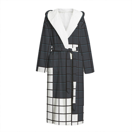 White Brick Puzzle Video Game Print Hooded Bathrobe