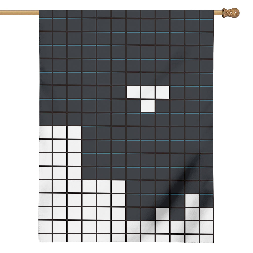 White Brick Puzzle Video Game Print House Flag