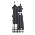 White Brick Puzzle Video Game Print Jersey Midi Cami Dress