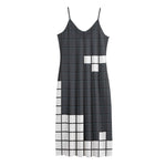 White Brick Puzzle Video Game Print Jersey Midi Cami Dress