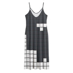 White Brick Puzzle Video Game Print Jersey Midi Cami Dress