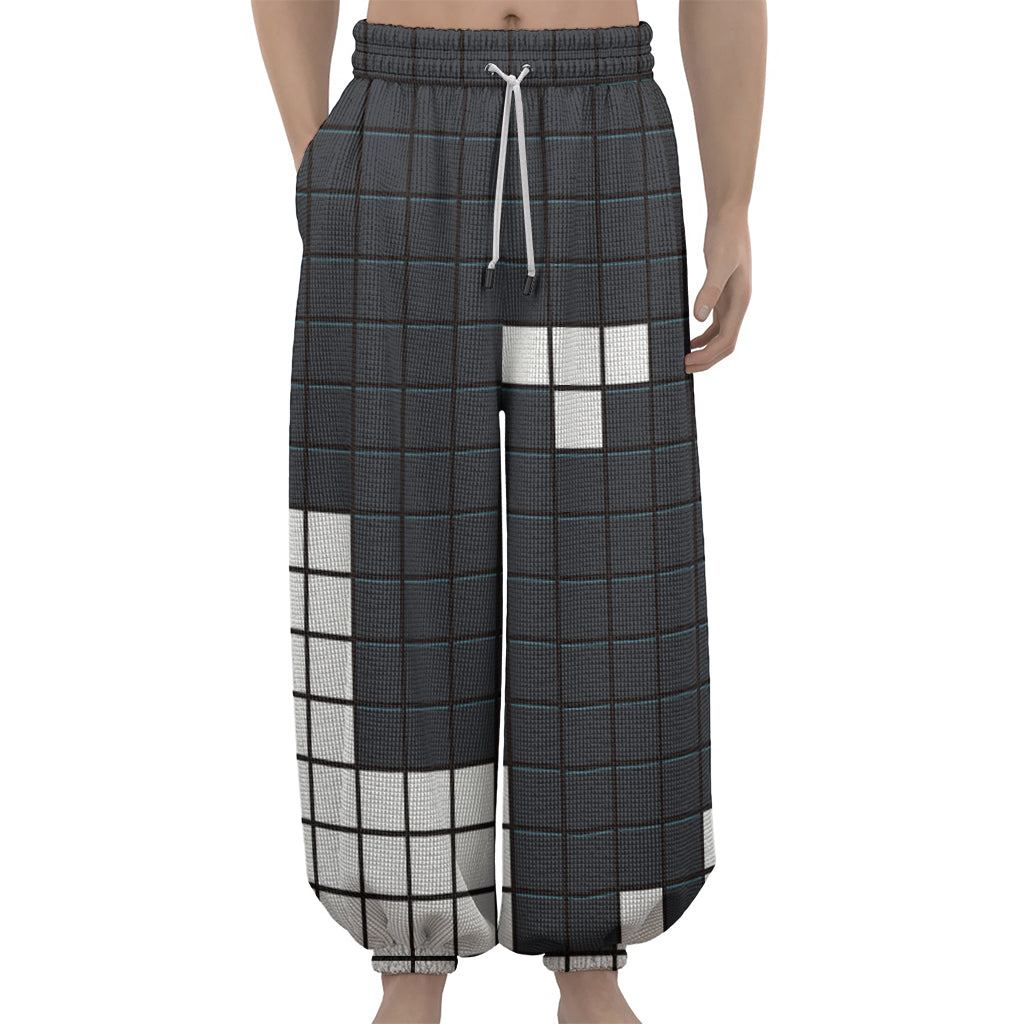 White Brick Puzzle Video Game Print Lantern Pants