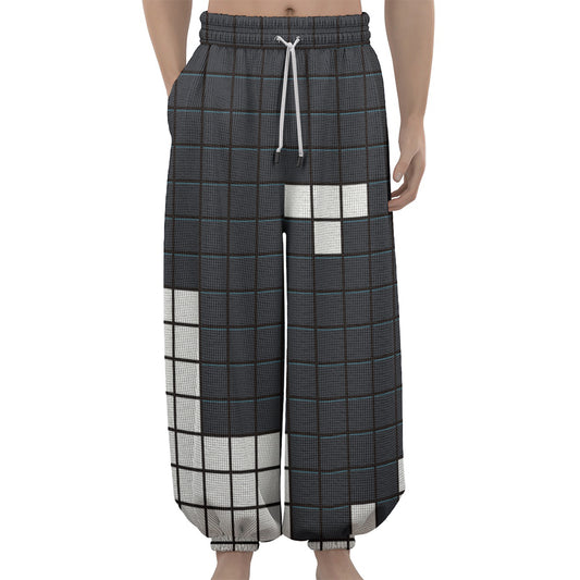 White Brick Puzzle Video Game Print Lantern Pants