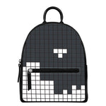 White Brick Puzzle Video Game Print Leather Backpack
