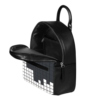 White Brick Puzzle Video Game Print Leather Backpack