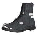 White Brick Puzzle Video Game Print Lace-Up Boots