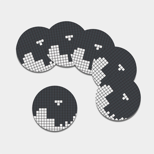 White Brick Puzzle Video Game Print Leather Coaster Set