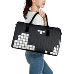 White Brick Puzzle Video Game Print Leather Duffle Bag